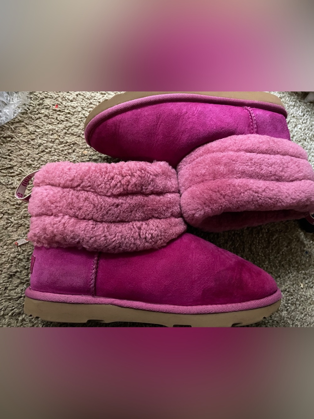 UGG Women's Plush Shearling Slippers in Bright Pink